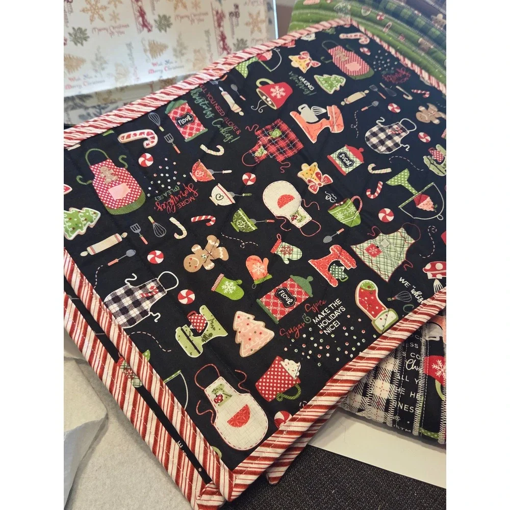 Shabby Fabrics Christmas Kitchen‎ Set Towels Mats Napkins Rings Rug Baking Theme